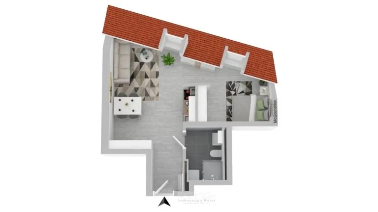 Immobilienangebot - Regensburg - Alle - Hochwertige 1 ZKB-Whg. mit abgetrenntem Schlafzimmer mitten im Zentrum! (3.4)